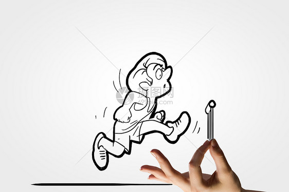 陡坡运动跑步运动员跳过障碍的滑稽漫画图片
