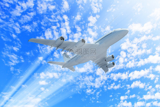 空中飞行的大型客机图片