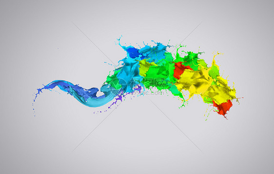 创造力的背景图像与彩色飞溅白色背景图片