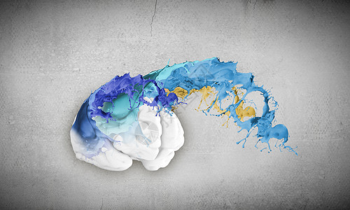 创造思维彩色飞溅中人脑的图像背景