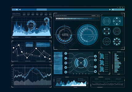 人类用户业务信息图图标的未来主义用户界图片