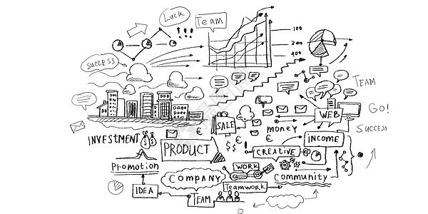 商业背景图像与草图白色背景图片