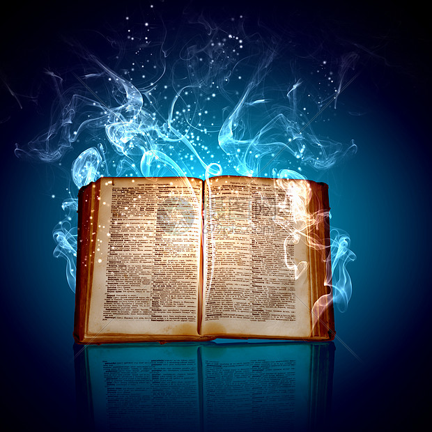 魔法书用魔法灯打开魔法书的图像