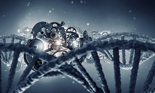 DNA分子研究科学背景图像与DNA分子三维插图高清图片
