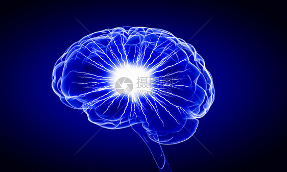 数字人脑蓝色数字背景下人脑的人类智能图片