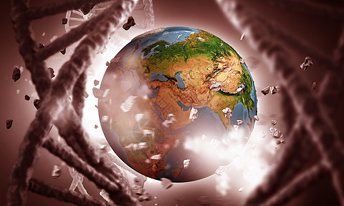 DNA分子研究科学背景图像与DNA分子三维插图这幅图像的元素由美国宇航局提供的图片