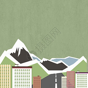 城市建筑模式彩色手绘城市草图背景图片