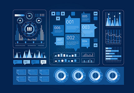 人类用户业务信息图图标的未来主义用户界图片