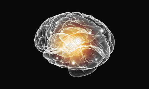 人类的头脑黑暗背景下人脑的科学图像图片