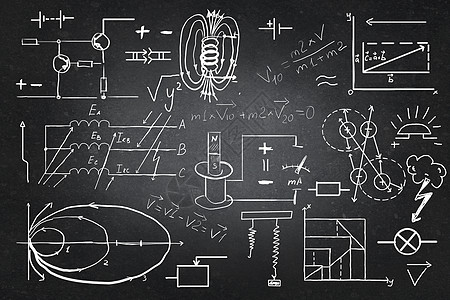 船上的物理公式背景图像与科学公式黑板上图片