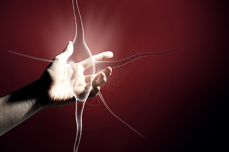 神经学研究靠近人的手触摸神经符号图片