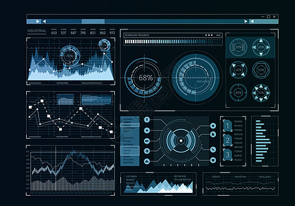 人类用户业务信息图图标的未来主义用户界图片