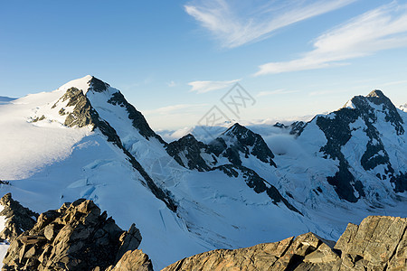 雪山山景雪,蓝天清澈图片