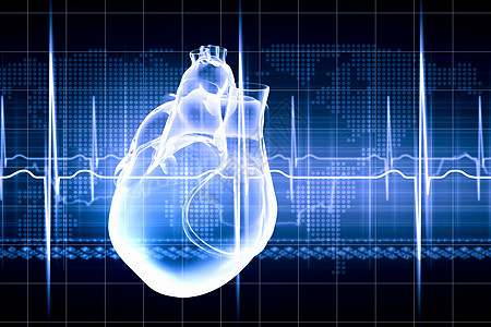 人类的心跳心脏图的虚拟图像背景图片
