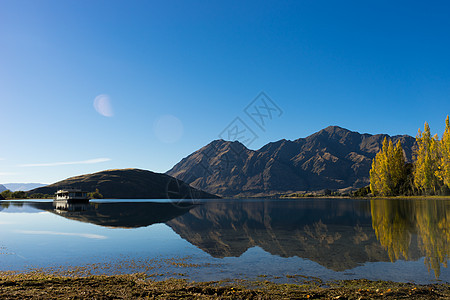 风景如画新西兰阿尔卑斯山湖泊的自然景观图片