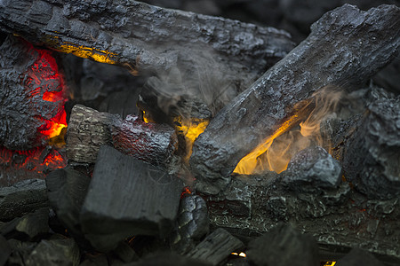 火焰原木火灾舒适温暖的壁炉图片