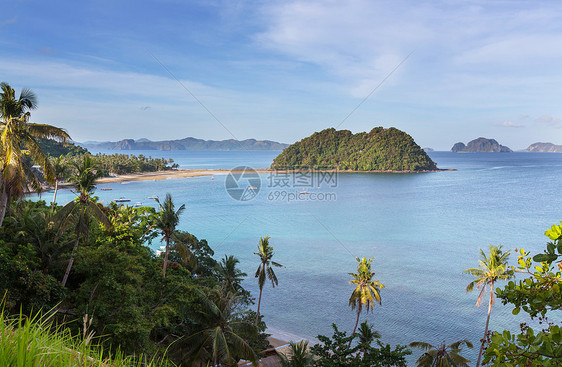 令人惊叹的海景海湾山区岛屿,巴拉望,菲律宾图片