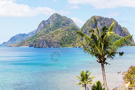 令人惊叹的海景海湾山区岛屿,巴拉望,菲律宾图片