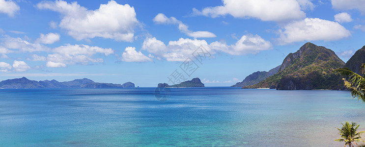 令人惊叹的海景海湾山区岛屿,巴拉望,菲律宾背景图片