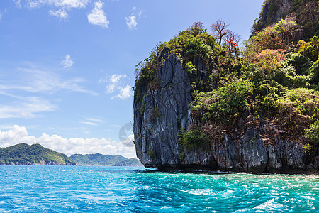 菲律宾巴拉望令人惊叹的海景海湾山区岛屿,巴拉望,菲律宾背景