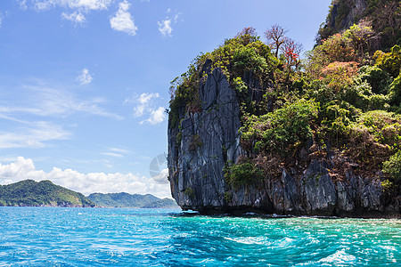 令人惊叹的海景海湾山区岛屿,巴拉望,菲律宾背景图片