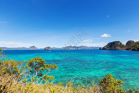 令人惊叹的海景海湾山区岛屿,巴拉望,菲律宾图片