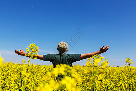 黄色田野里快乐的人图片