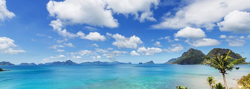 令人惊叹的海景海湾山区岛屿,巴拉望,菲律宾背景图片