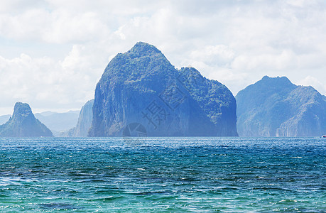 令人惊叹的海景海湾山区岛屿,巴拉望,菲律宾背景图片