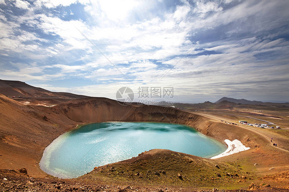 冰岛阿斯卡火山附近的地热火山口湖图片