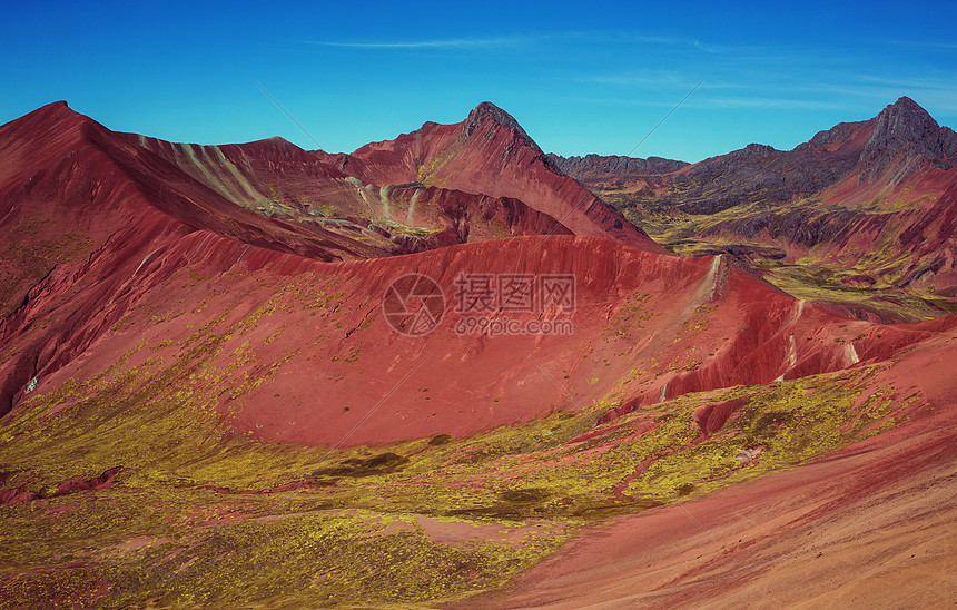 秘鲁库斯科地区维尼昆卡的徒步旅行场景蒙大纳德西特科洛雷斯,彩虹山图片