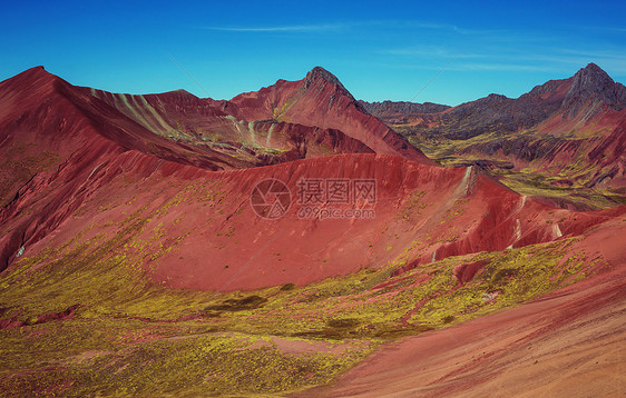 秘鲁库斯科地区维尼昆卡的徒步旅行场景蒙大纳德西特科洛雷斯,彩虹山图片