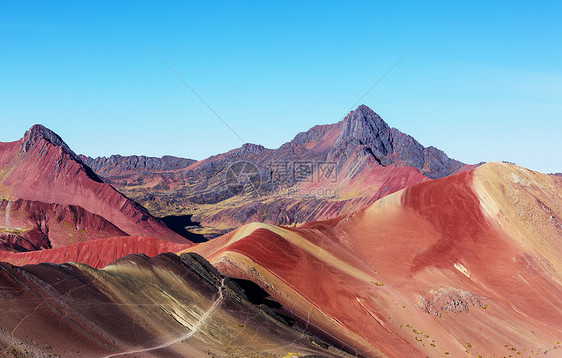 秘鲁库斯科地区维尼昆卡的徒步旅行场景蒙大纳德西特科洛雷斯,彩虹山图片