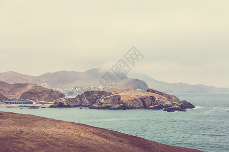 废弃的海岸线景观太平洋,秘鲁,南美洲图片