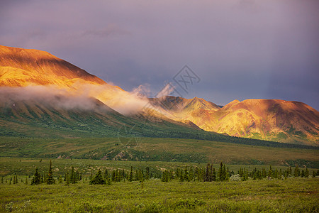 夏天阿拉斯加风景如画的山脉积雪覆盖的地块,冰川岩石峰图片