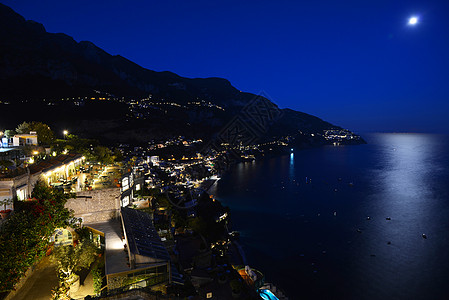 月亮小镇度假小镇的月亮夜风景背景