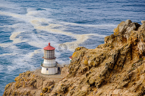 点雷耶斯灯塔太平洋海岸,建于1870,加利福尼亚,美国图片