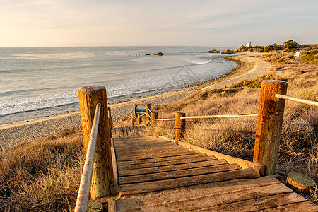 美国太平洋海岸景观,木板路利奥卡里洛州海滩,马里布,加利福尼亚图片