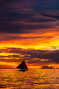 美丽的日落Boracay海滩,菲律宾背景图片