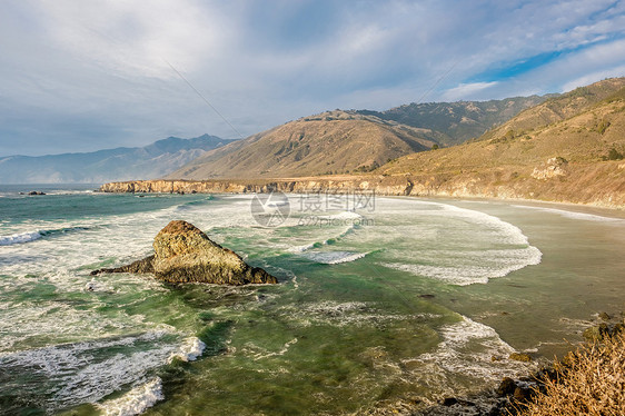 美国太平洋海岸景观,沙元海滩,大苏尔,加利福尼亚图片