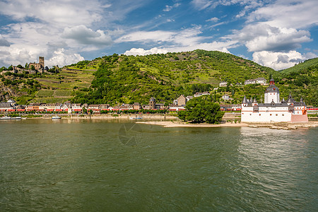 pfalzgrafenstein城堡pfalz,位于德国Kaub附近莱茵河谷莱茵峡的法尔科瑙岛上的收费城堡建于132图片