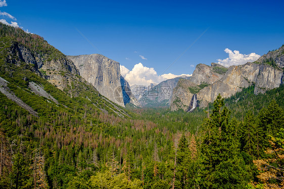 隧道的角度看约塞米蒂公园山谷夏季景观加州,美国图片