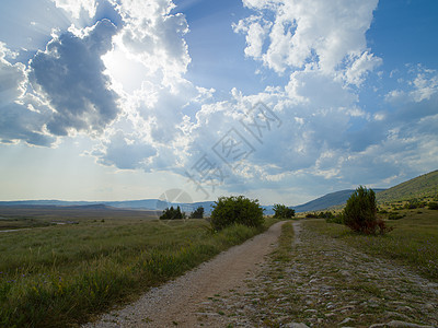 傍夏季景观青草道路云彩图片