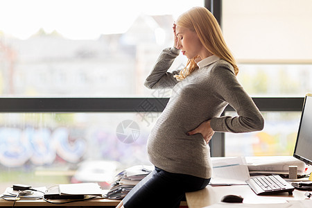 怀孕,商业,压力,手势工作怀孕的女商人办公室工作时感恶心图片