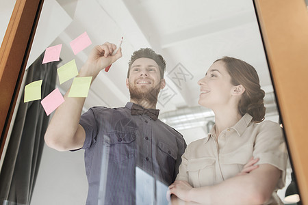 商业,创业,计划,管理人的快乐的创意队写作画些空白的办公室璃板图片