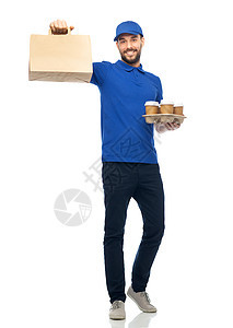 送货服务,快餐人的快乐的人咖啡次纸袋图片