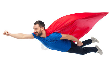 自由,力量,运动人的快乐的人红色超级英雄斗篷空中飞行图片
