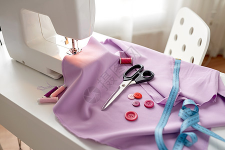 缝纫,技术裁剪缝纫机与剪刀,按钮,卷尺物缝纫机,剪刀,纽扣布料图片