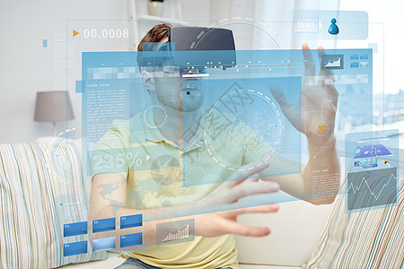 技术,增强现实,大数据人的快乐的轻人与虚拟耳机3D眼镜屏幕投影轻人虚拟现实耳机3D眼镜图片