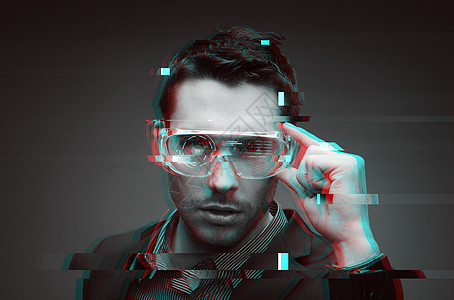 网络,增强现实,大数据,技术人人三维眼镜与虚拟故障效应人虚拟现实3D眼镜故障图片